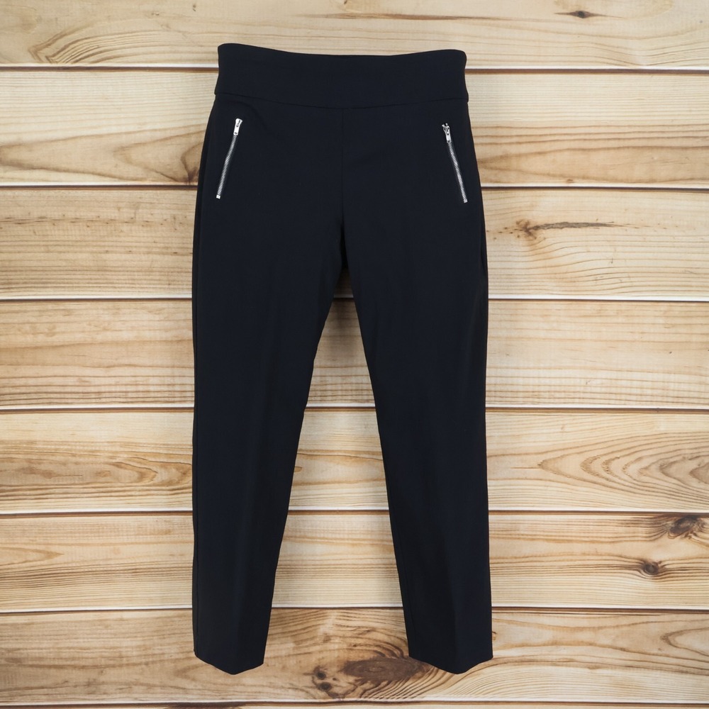 Studio 253‎ Pants Womens M Black Rayon Mid Rise Stretch Zipper Accent Skinny Leg